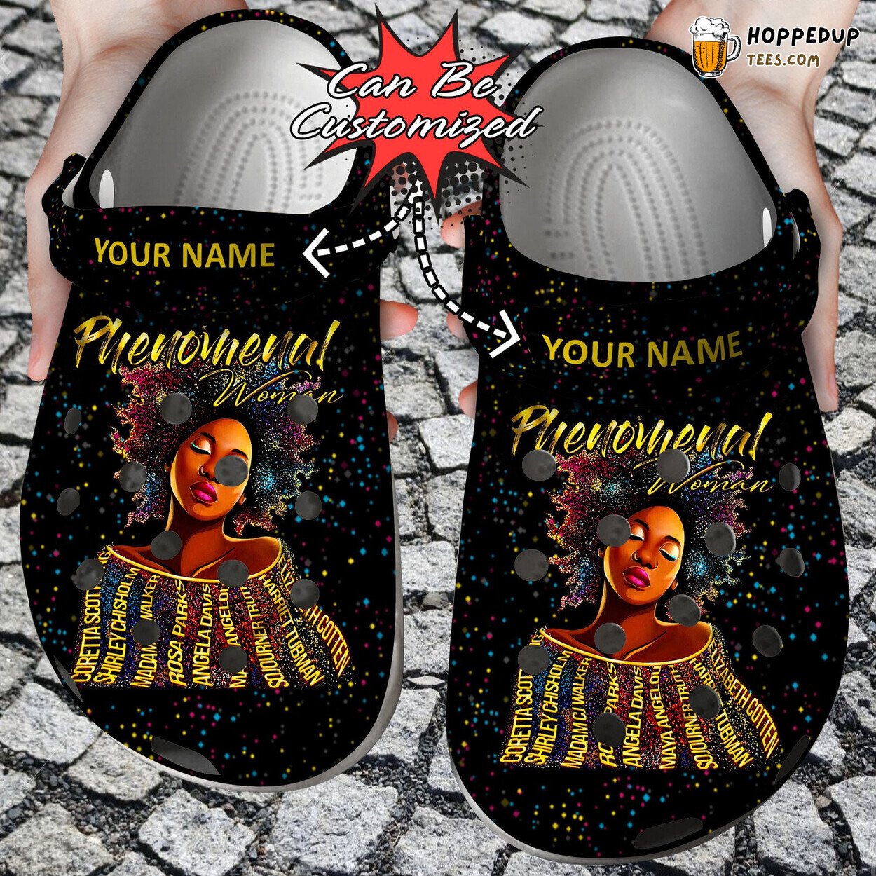 Personalized Black Girl Phenomenal Woman Custom Comfortable Clogs Shoes