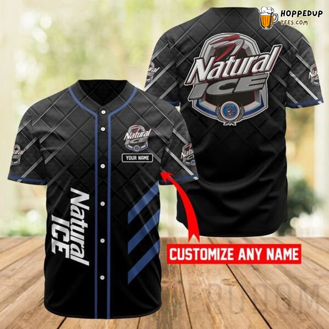 Personalized Black Natural Ice Beer Logo Baseball Jersey Cold Brew