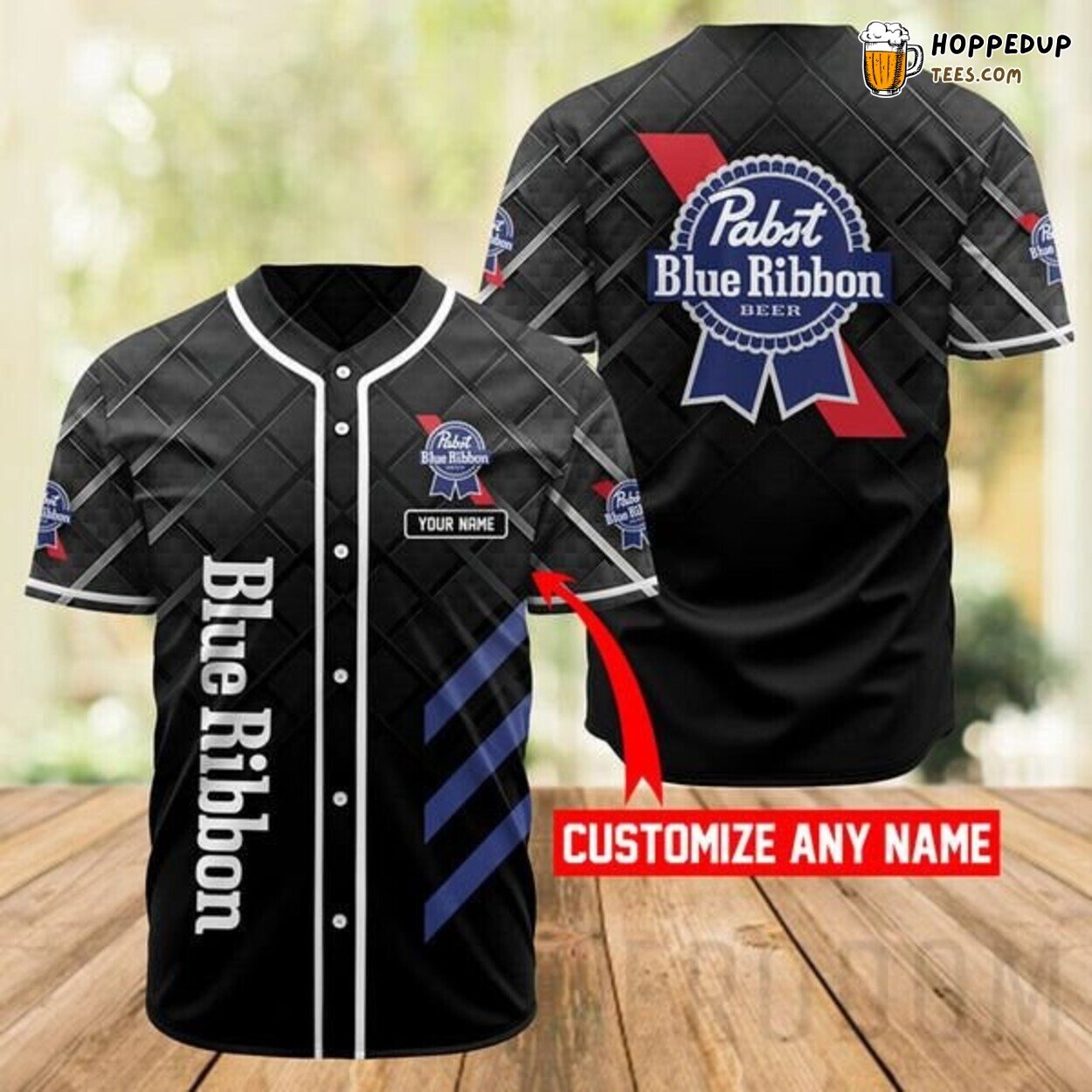 Personalized Black Pabst Blue Ribbon Logo Baseball Jersey Sportswear