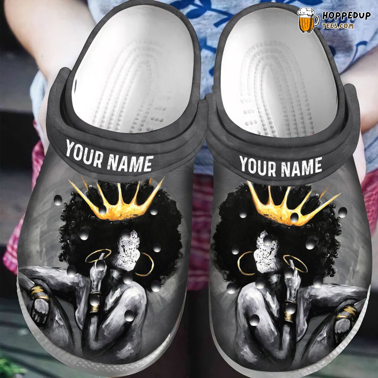 Personalized Black Queen African American Classic Comfortable Clogs Shoes