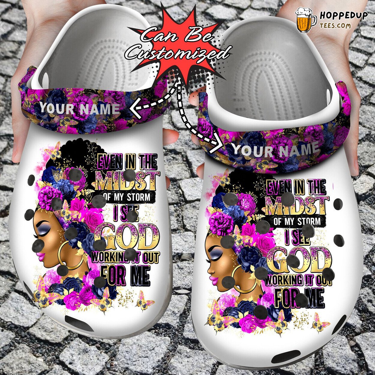 Personalized Black Woman Even Midst Storm Custom Comfortable Clogs
