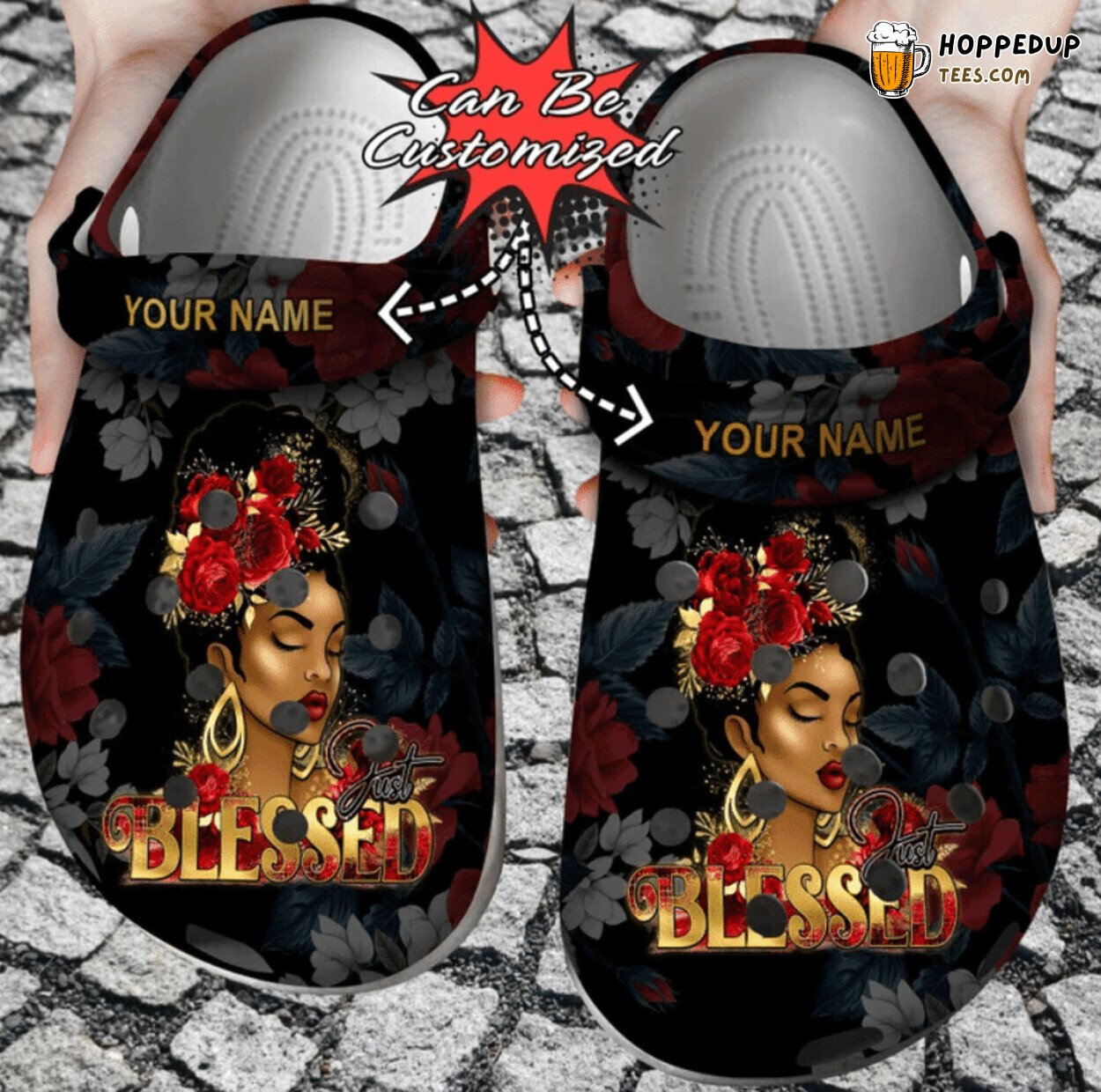 Personalized Black Woman Just Blessed Comfortable Unique Clog Shoes