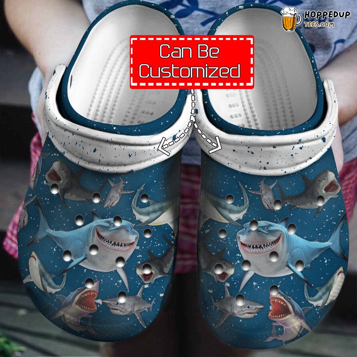 Personalized Blue Shark Lovers Theme Comfortable Clogs Aquatic Footwear