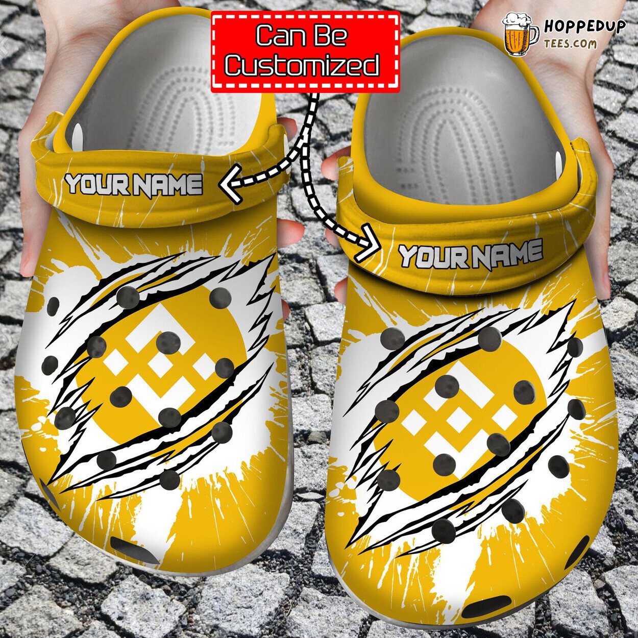 Personalized BNB Coin Ripped Through Crypto Theme Comfortable Clogs