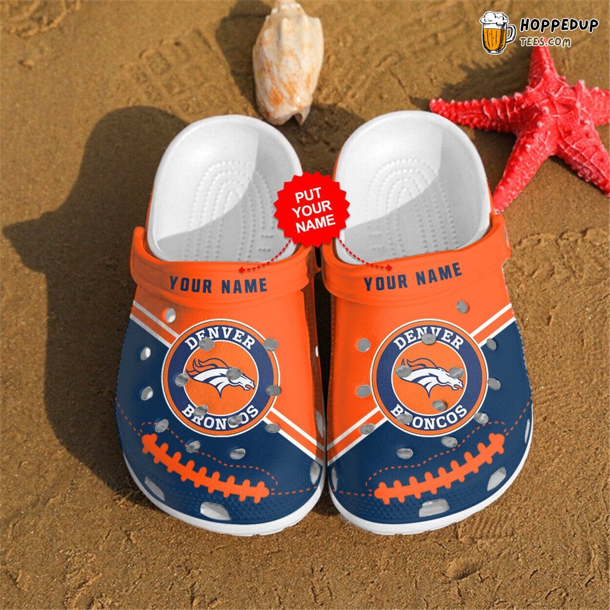 Personalized Broncos Football Custom Name Sneakers Clog Shoes