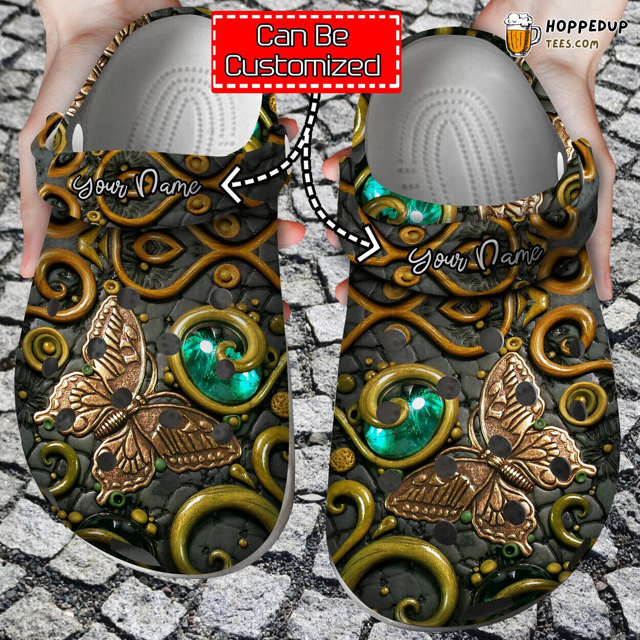 Personalized Butterfly Ancient Design Comfortable Clogs Animal Theme