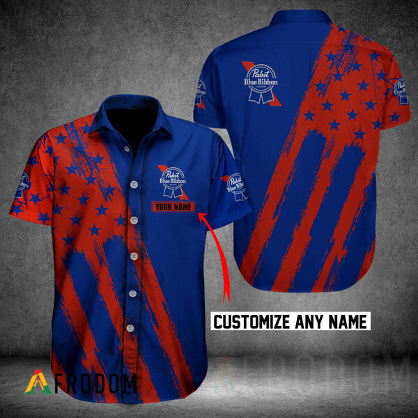 Personalized Button Shirt Pabst Blue Ribbon HU