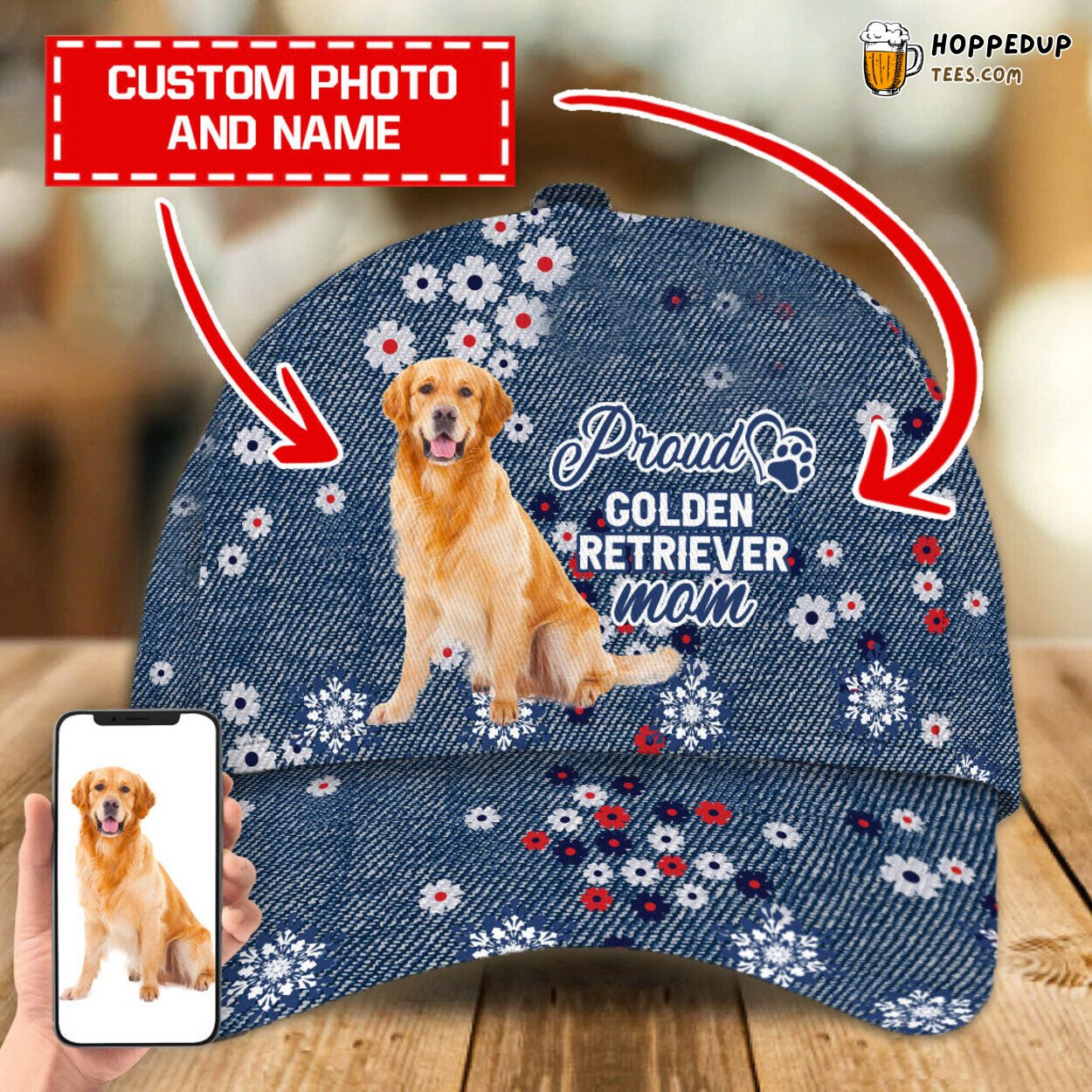 Personalized Cap Displaying Pet Photo Proud Mom Baseball Hat Dog Gift