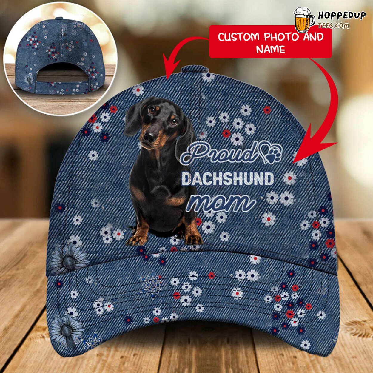 Personalized Cap Displaying Pet Photo Proud Mom Baseball Hat Dog Gift