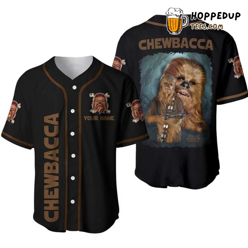 Personalized Chewbacca Chewie Star Wars All Over Print Baseball Jersey Black Unisex Jersey Shirt