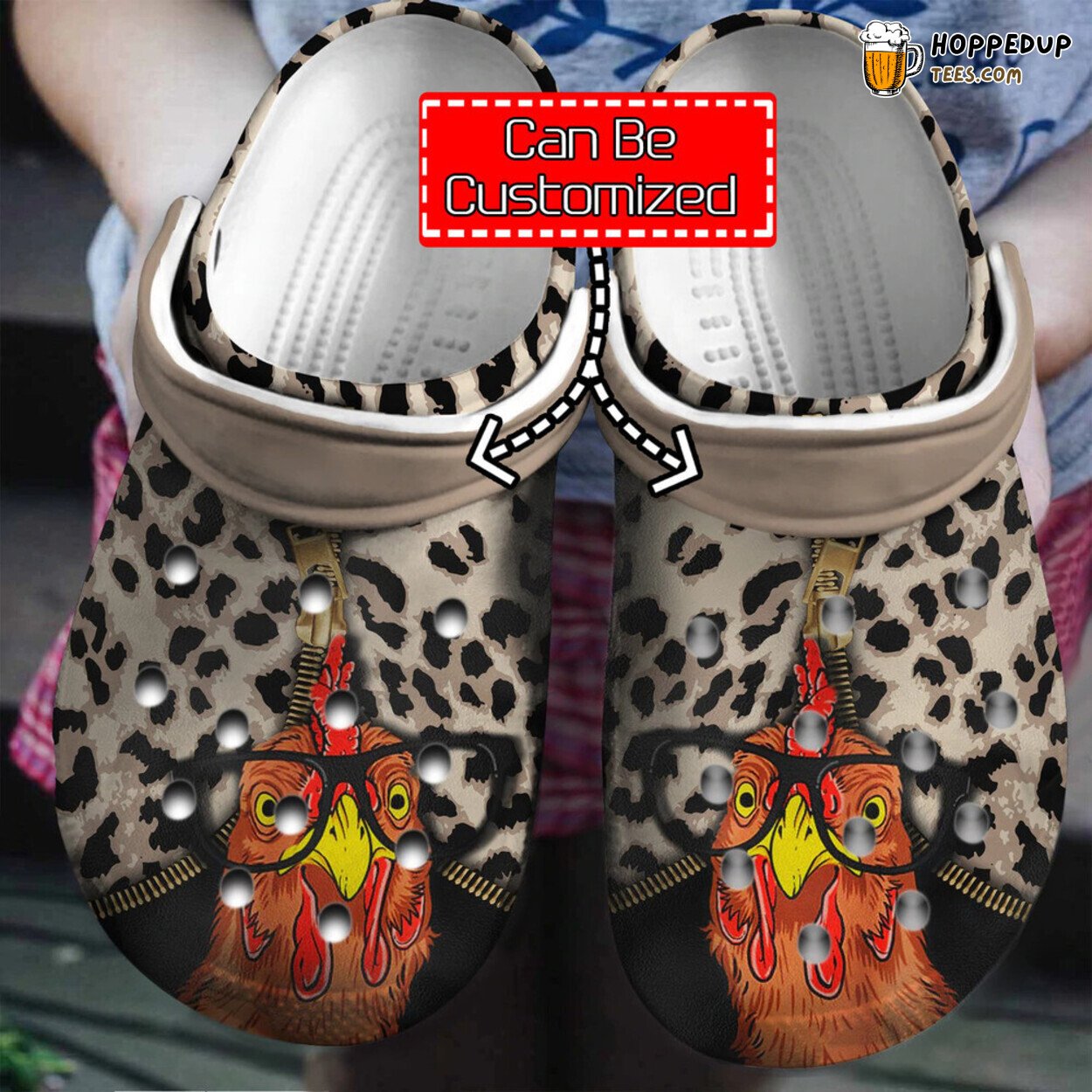 Personalized Chicken Leopard Pattern Animal Themed Clog Shoes