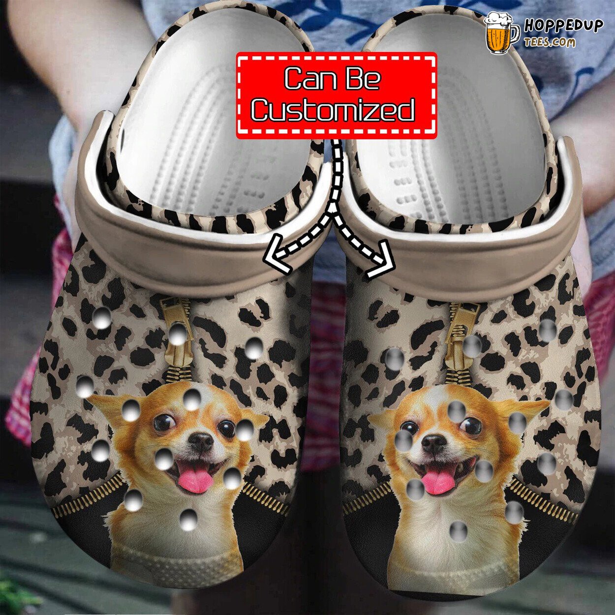 Personalized Chihuahua Leopard Pattern Comfortable Clogs Canine Shoes