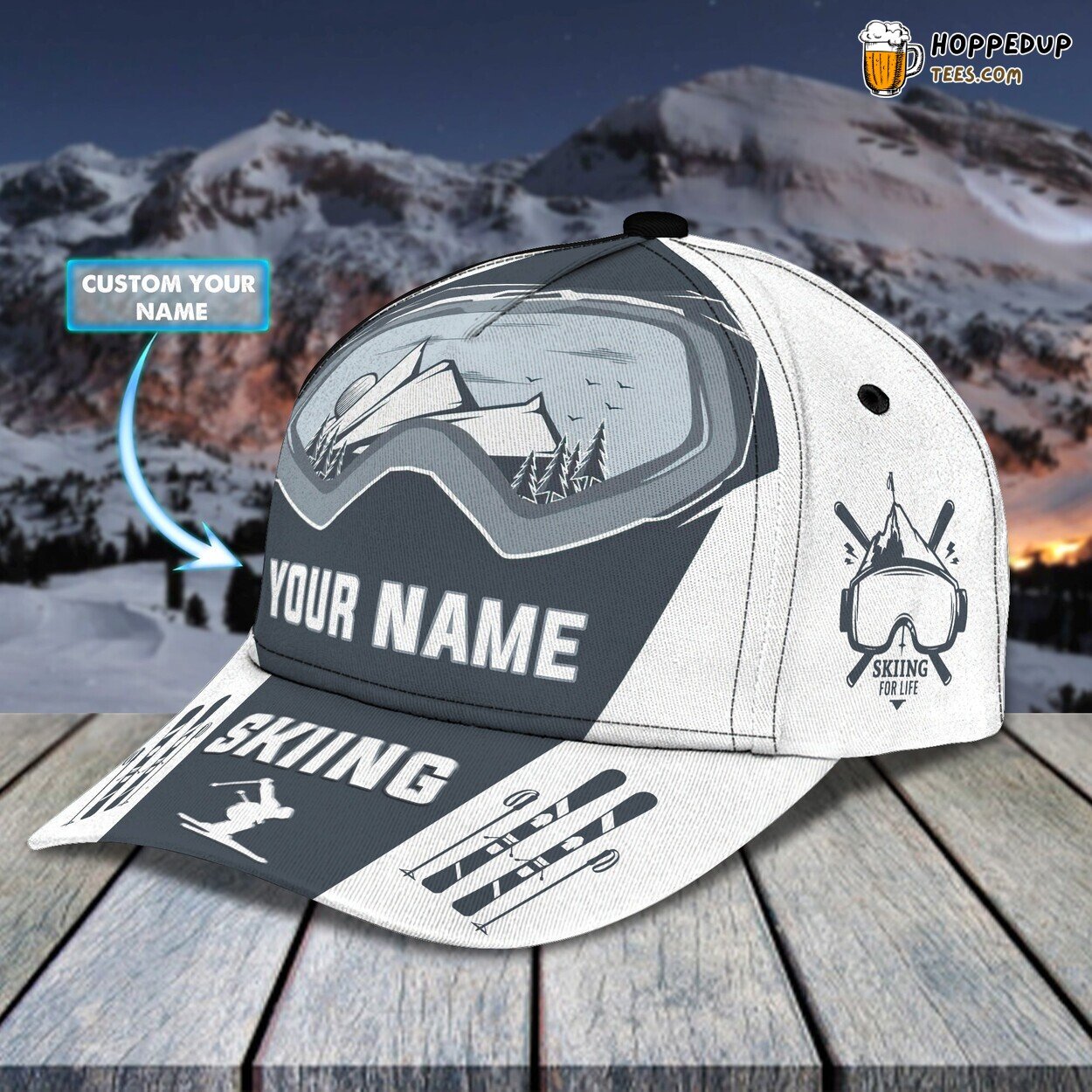 Personalized Classic 3D Skiing Cap Name Unique Design Variant Elite