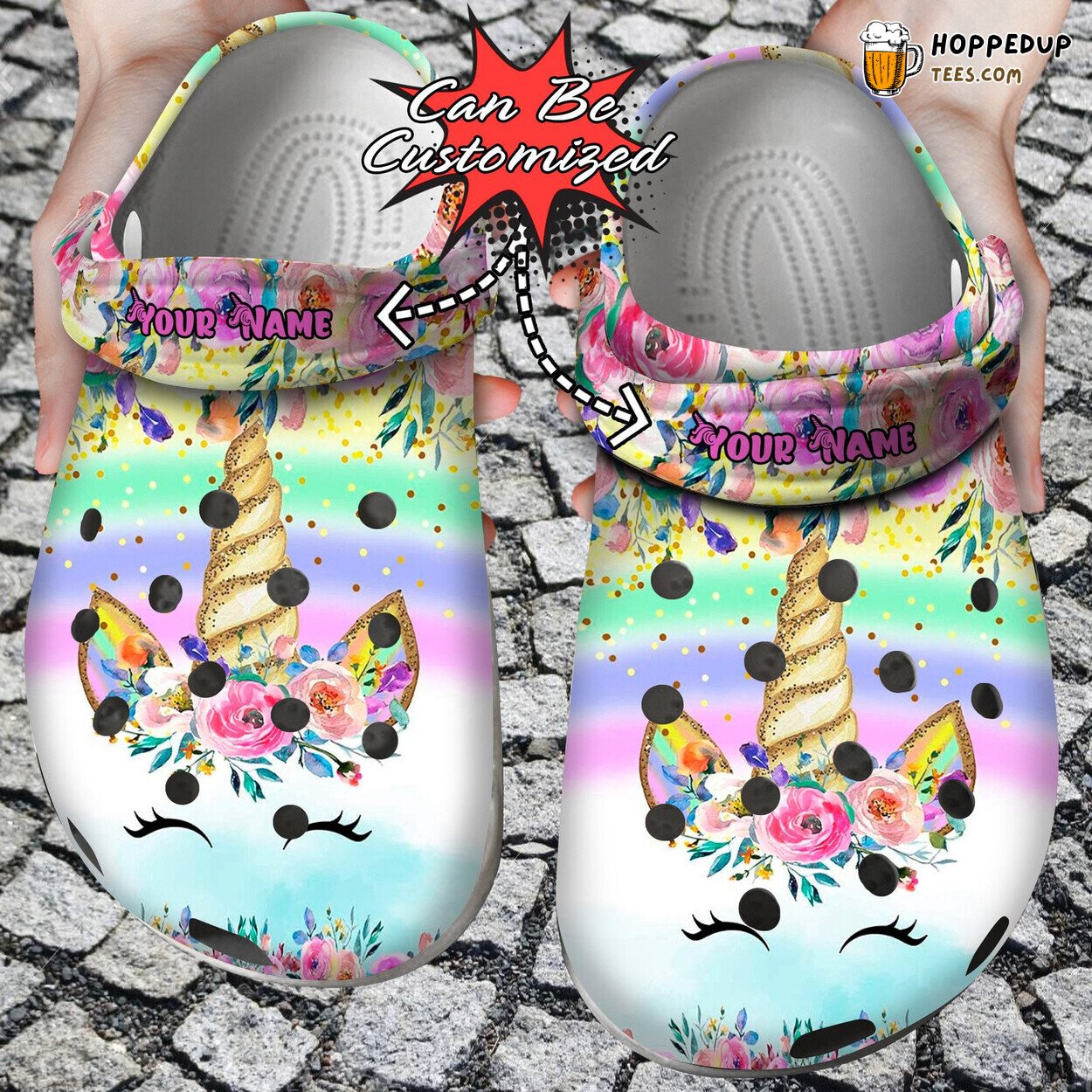 Personalized Colorful Glitter Unicorn Custom Design Comfortable Clogs