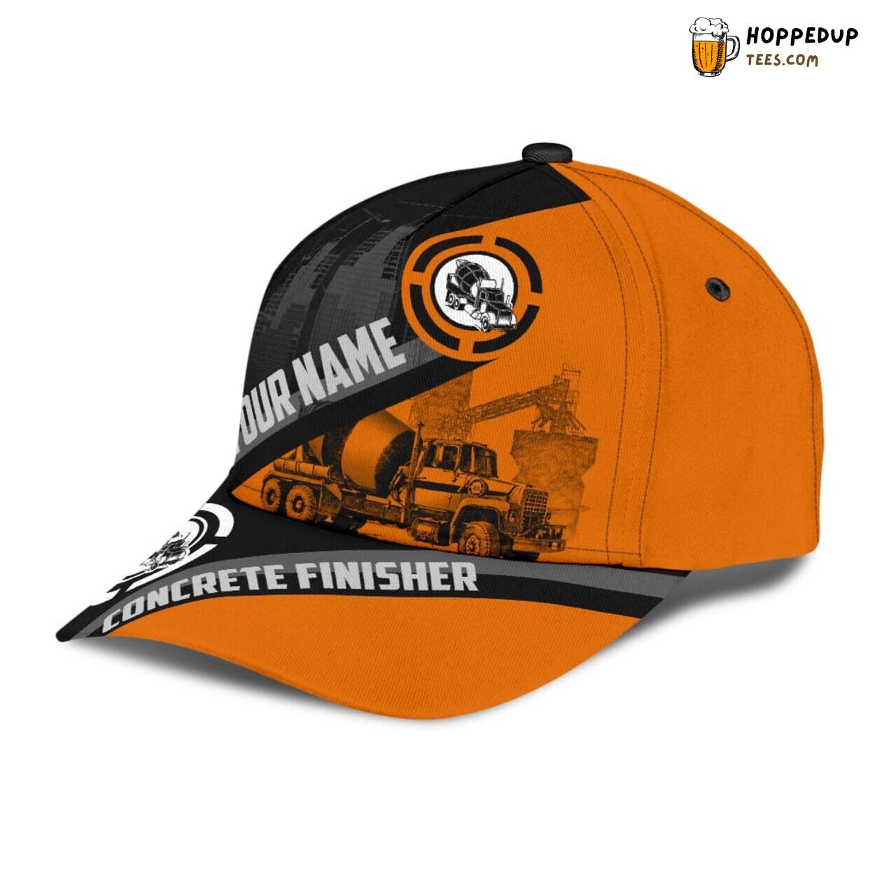 Personalized Concrete Finisher Cap Orange Mixer Design Concreter Man Baseball