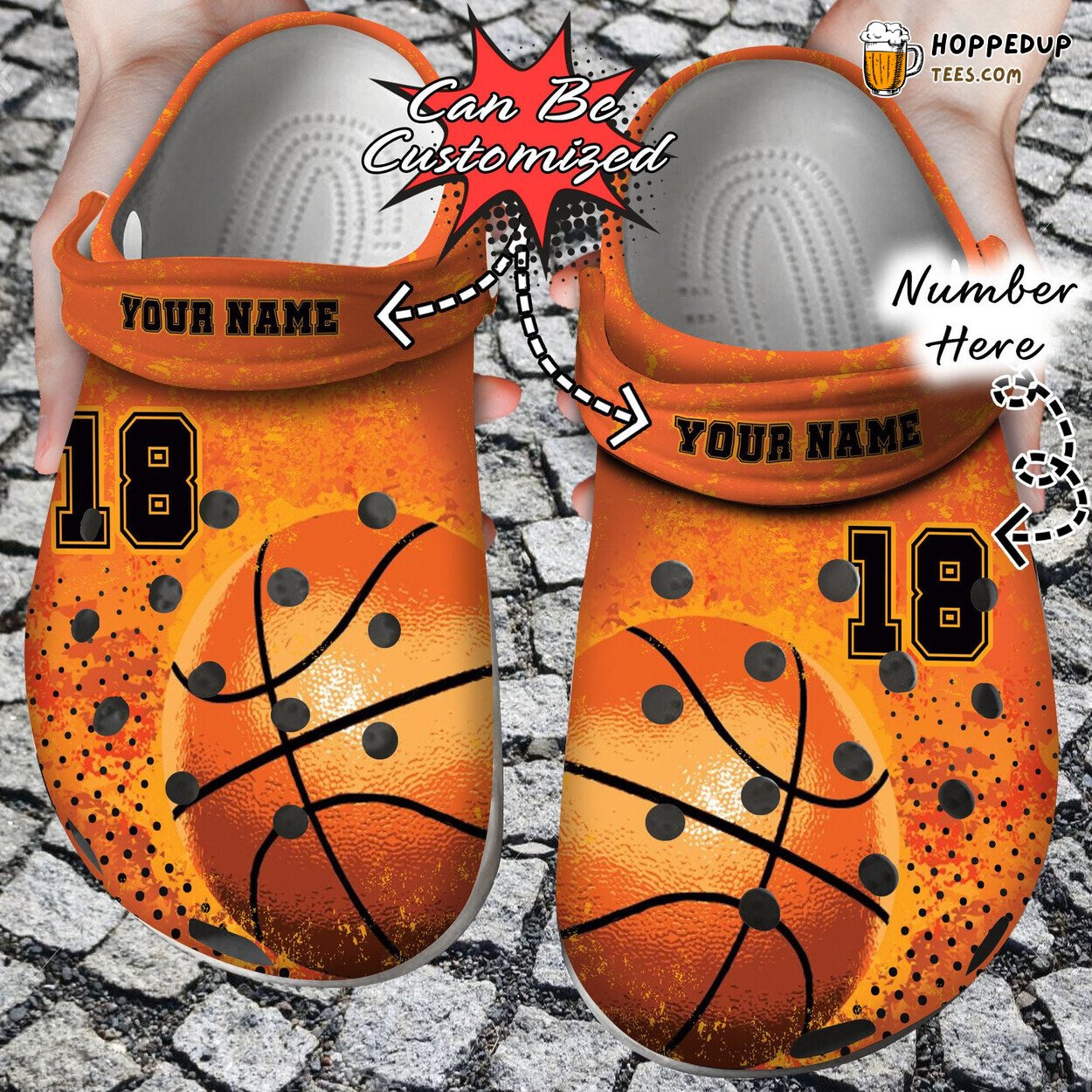 Personalized Cool Basketball Colors Themed Comfortable Clog Shoes Sporty