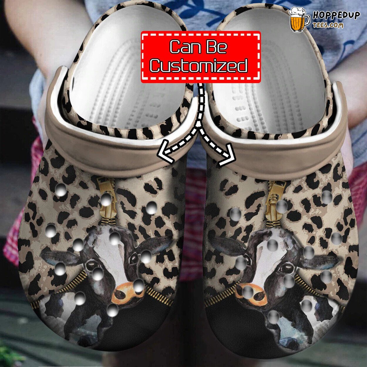 Personalized Cow Leopard Pattern Animal Design Clog Shoes Unique Footwear