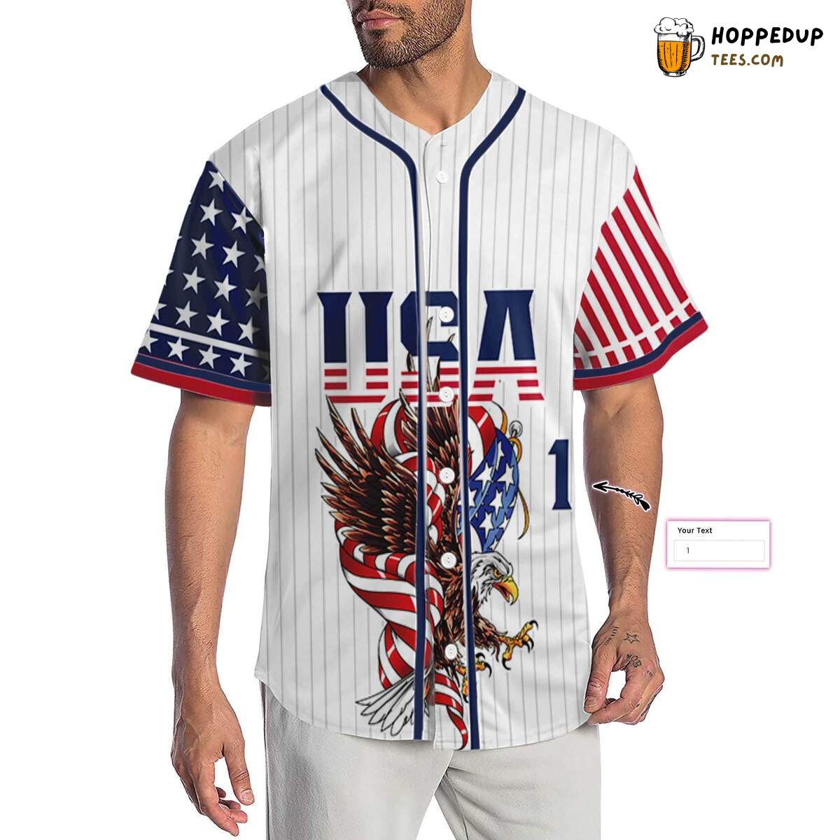 Personalized Custom America Eagle Baseball Tee Jersey Shirts 3D