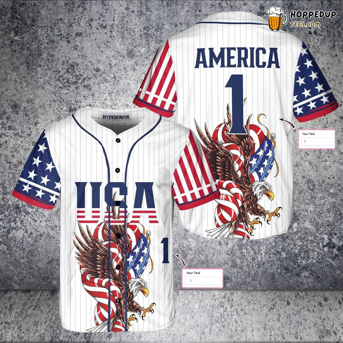 Personalized Custom America Eagle Baseball Tee Jersey Shirts 3D