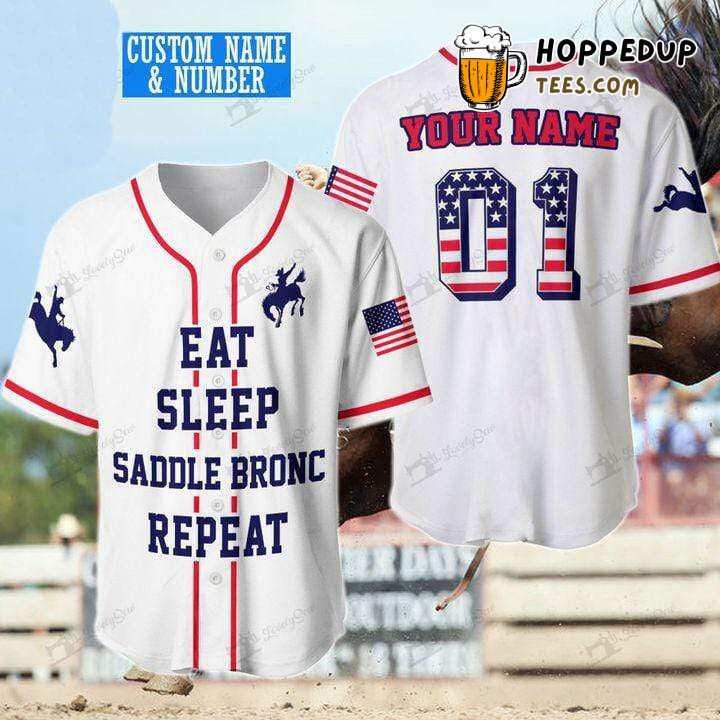 Personalized Custom American Saddle Bronc Baseball Tee Jersey Shirts 3D