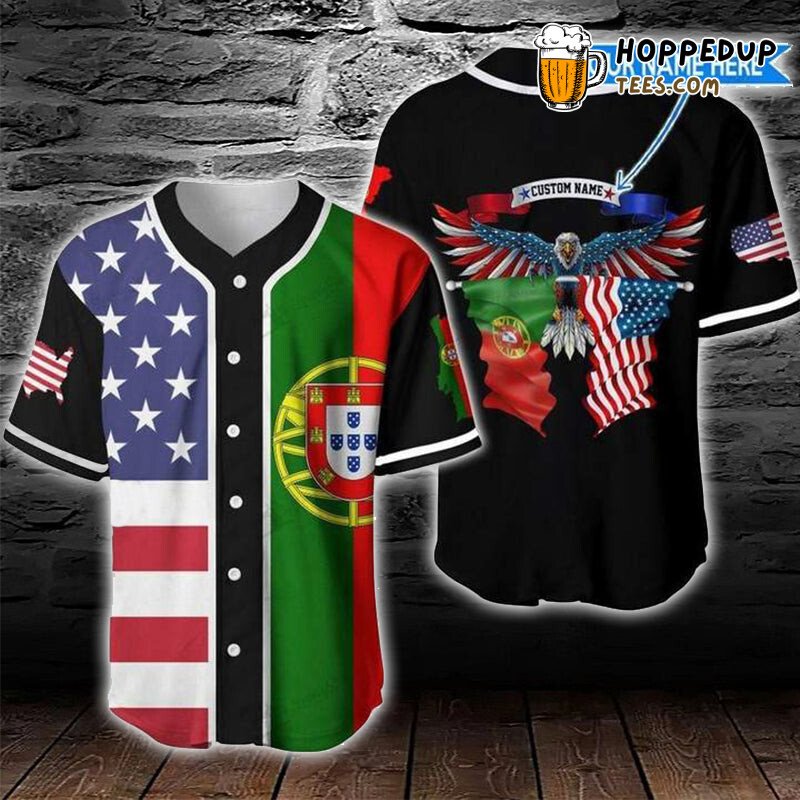 Personalized Custom AmericaPortugal Eagle Baseball Tee Jersey Shirt Printed 3D Personalized Custom AmericaPortugal Eagle Baseball Tee Jersey Shirt Printed 3D