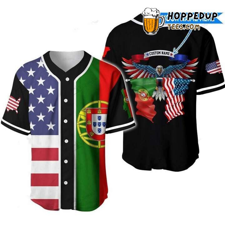 Personalized Custom AmericaPortugal Eagle Baseball Tee Jersey Shirt Printed 3D