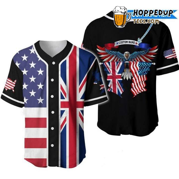 Personalized Custom AmericaUnited Kingdom Eagle Baseball Tee Jersey Shirts 3D