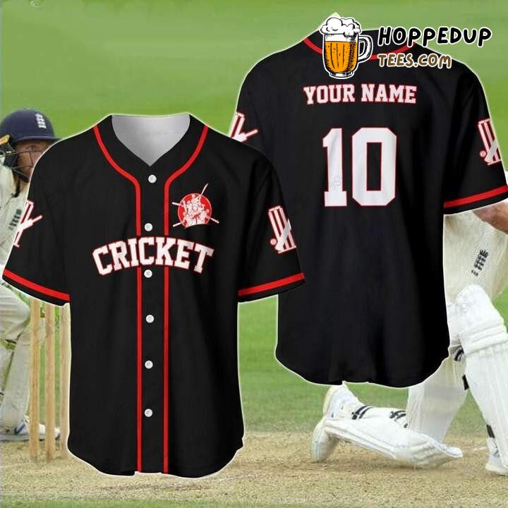 Personalized Custom Cricket Black Baseball Tee Jersey Shirts 3D