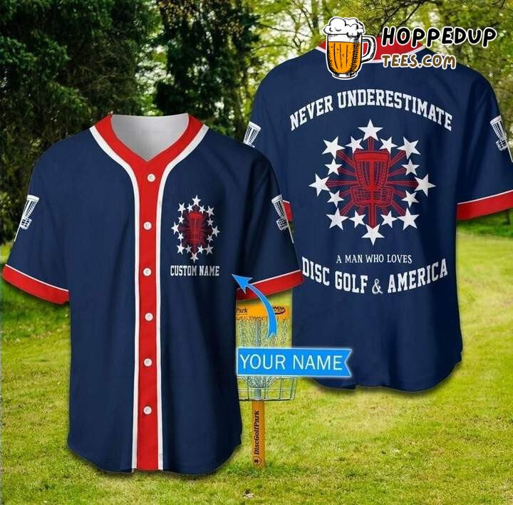 Personalized Custom Disc Golf And America Baseball Tee Jersey Shirt Printed 3D Personalized Custom Disc Golf And America Baseball Tee Jersey Shirt Printed 3D