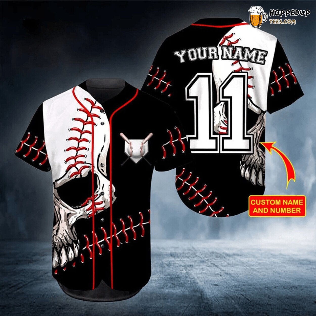 Personalized Custom Head Skull Baseball Tee Jersey Shirt Printed 3D Personalized Custom Head Skull Baseball Tee Jersey Shirt Printed 3D