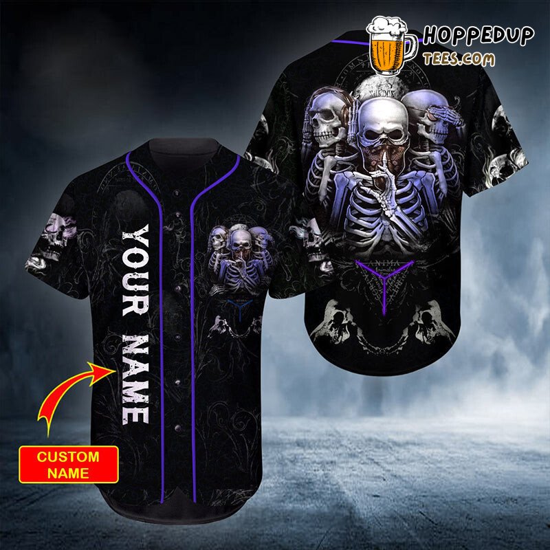 Personalized Custom IDC IDK IDGAF Skull Purple Baseball Tee Jersey Shirts 3D