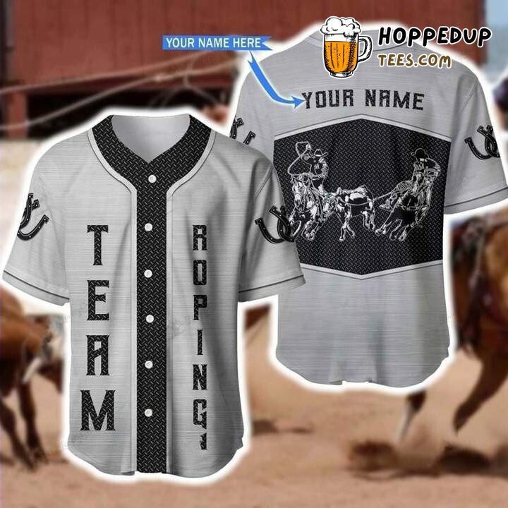 Personalized Custom Team Roping Metal Baseball Tee Jersey Shirt Printed 3D