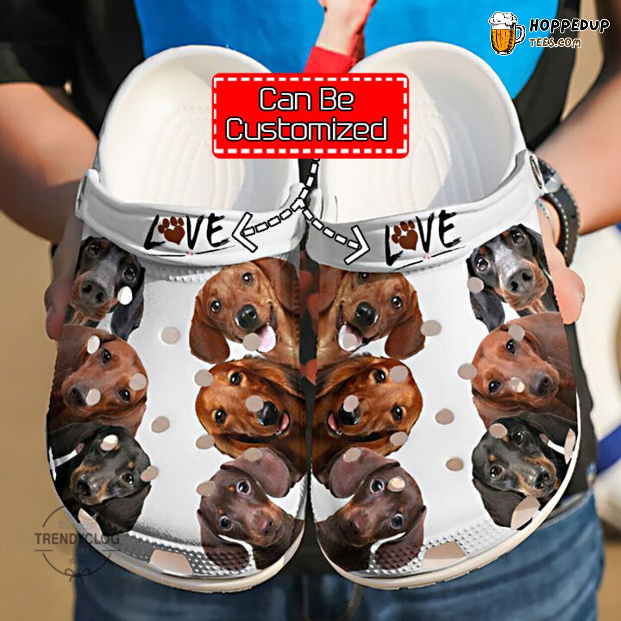 Personalized Dachshund Doxies Love Themed Comfortable Clog Shoes