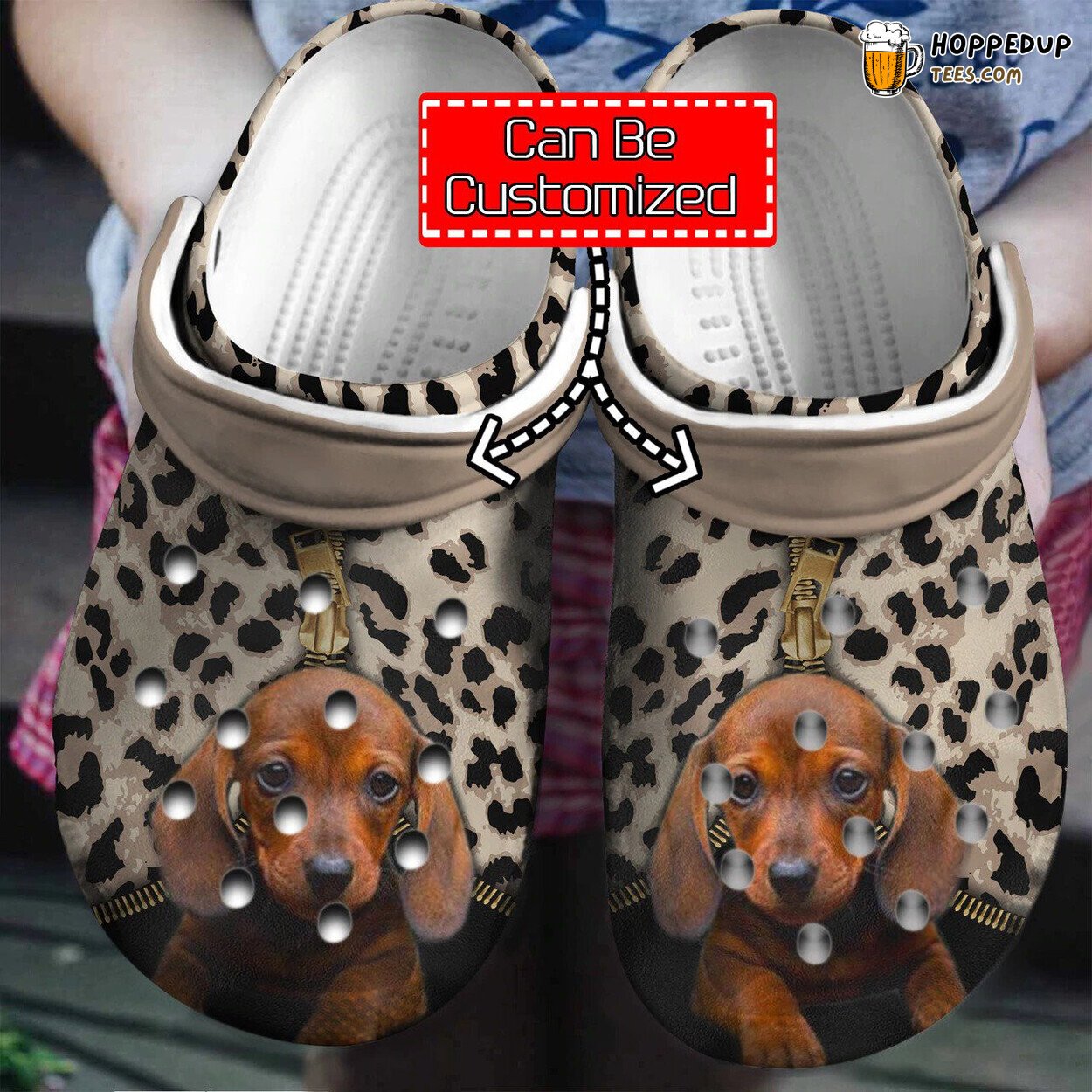 Personalized Dachshund Leopard Pattern Comfortable Clogs Canine Lover Shoes