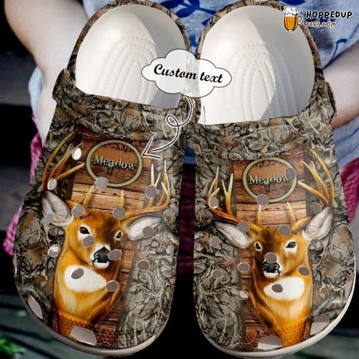 Personalized Deer Hunting Themed Classic Comfortable Clog Shoes Design
