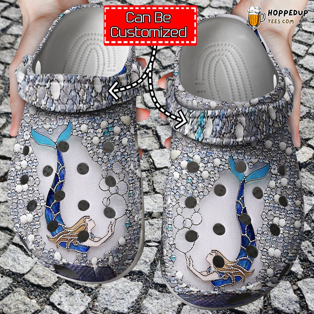 Personalized Diamond Mermaid Comfortable Unique Clog Shoes