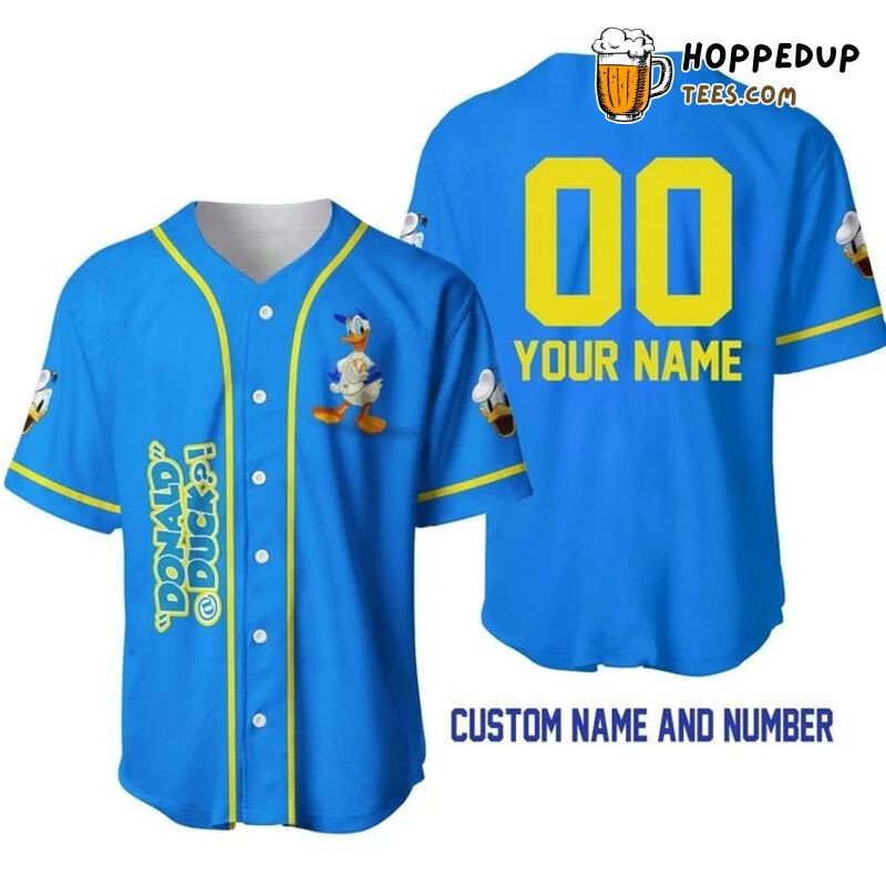 Personalized Donald Duck All Over Print Baseball Jersey Blue Unisex Jersey Shirt