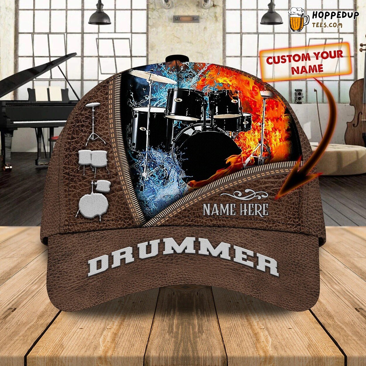 Personalized Drum Baseball Cap Men Women Birthday Drummer Summer Design Hat Personalized Drum Baseball Cap Men Women Birthday Drummer Summer Design Hat
