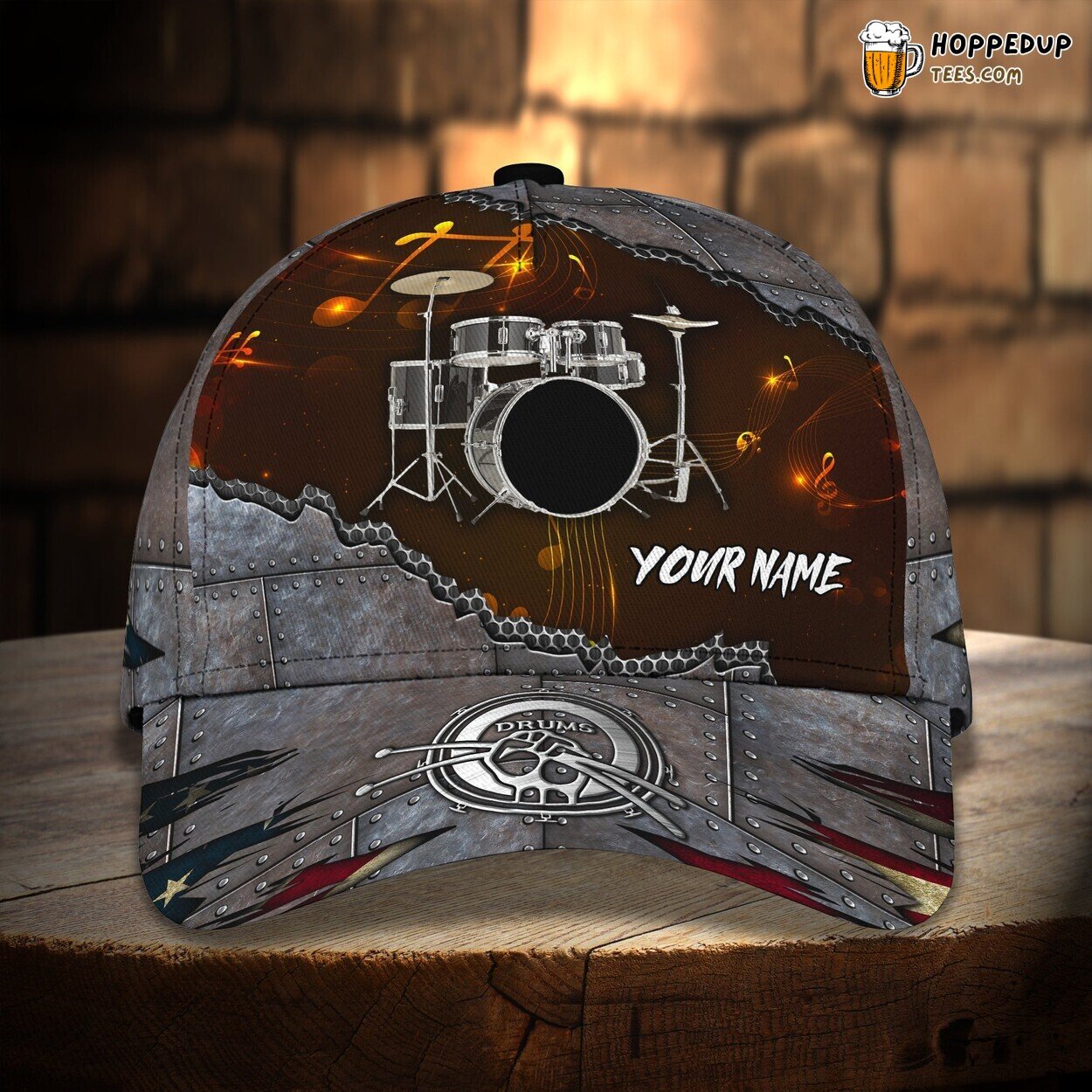 Personalized Drummer Theme Classic Cap 3D Unique Custom Name Design Space