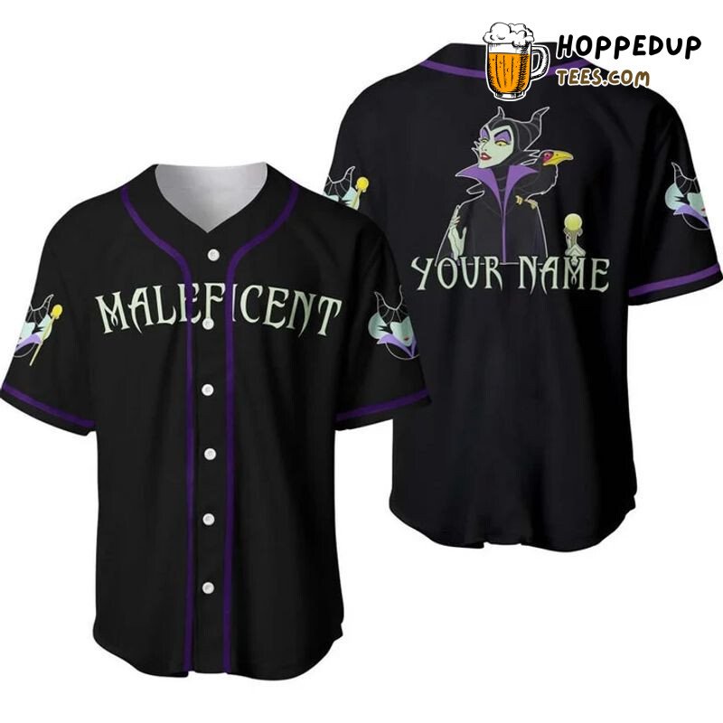 Personalized Evil Queen Maleficent All Over Print Baseball Jersey Black Unisex Jersey Shirt