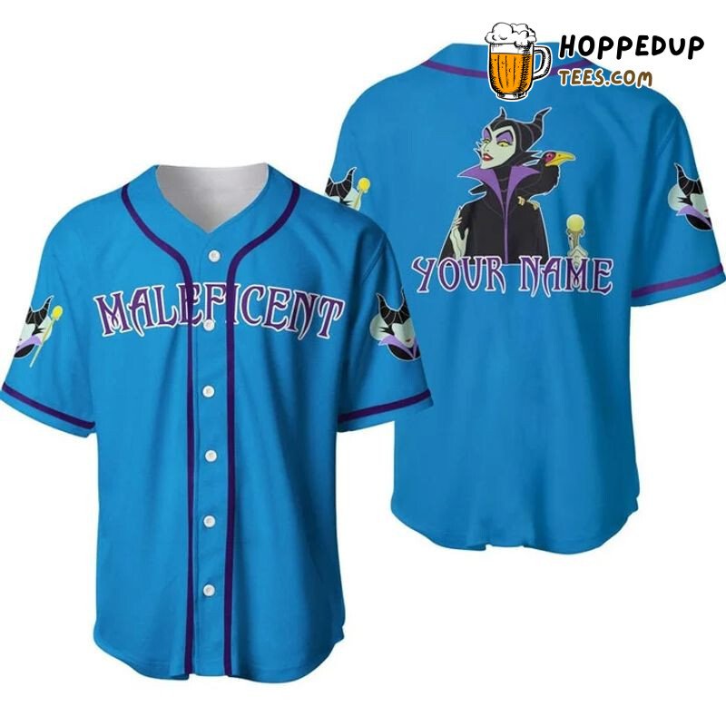Personalized Evil Queen Maleficent All Over Print Baseball Jersey Blue Unisex Jersey Shirt