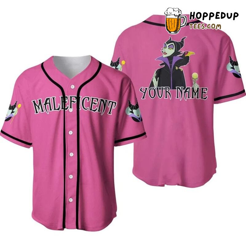Personalized Evil Queen Maleficent All Over Print Baseball Jersey Pink Unisex Jersey Shirt