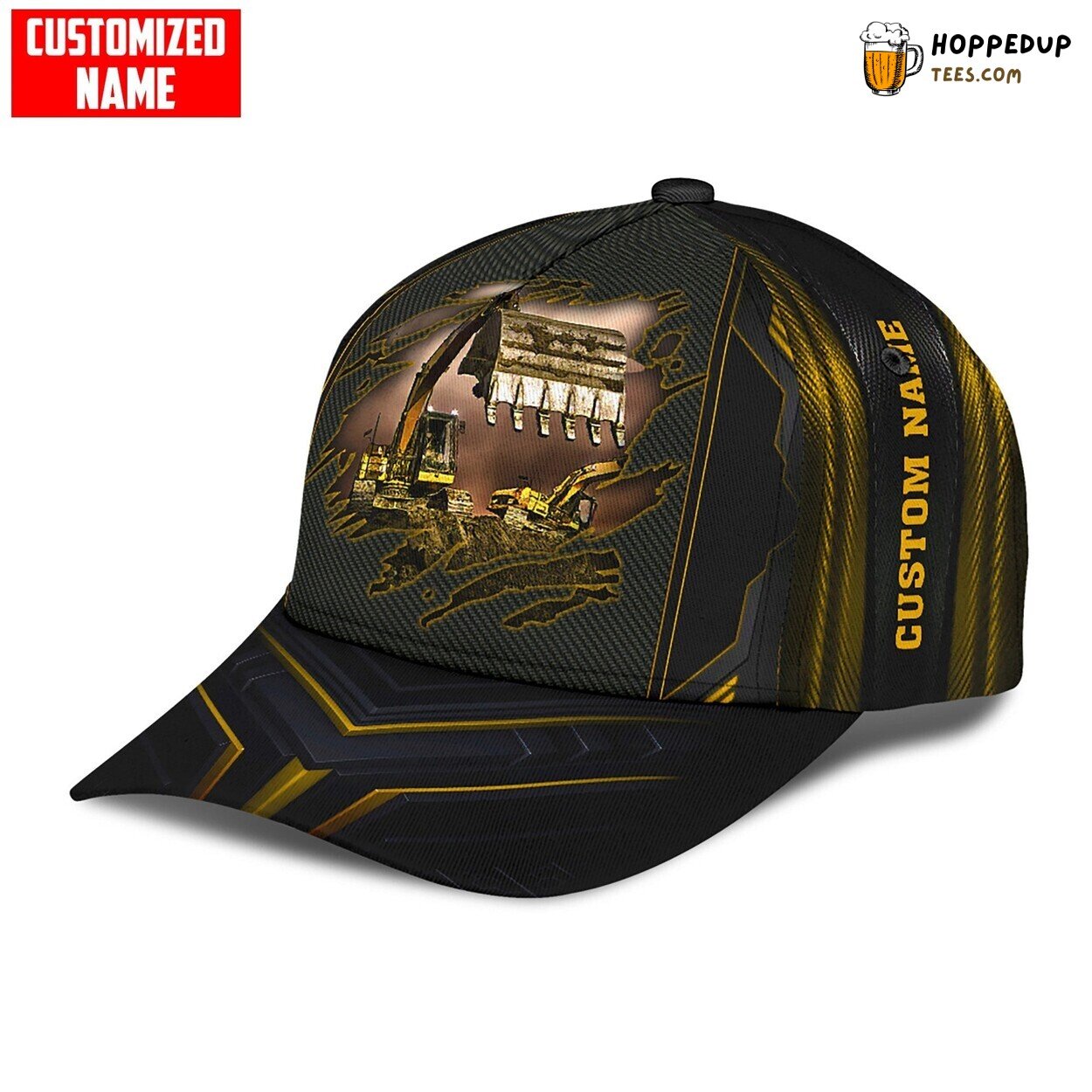 Personalized Excavator 3D Print Classic Cap Excavator Baseball Design Hat