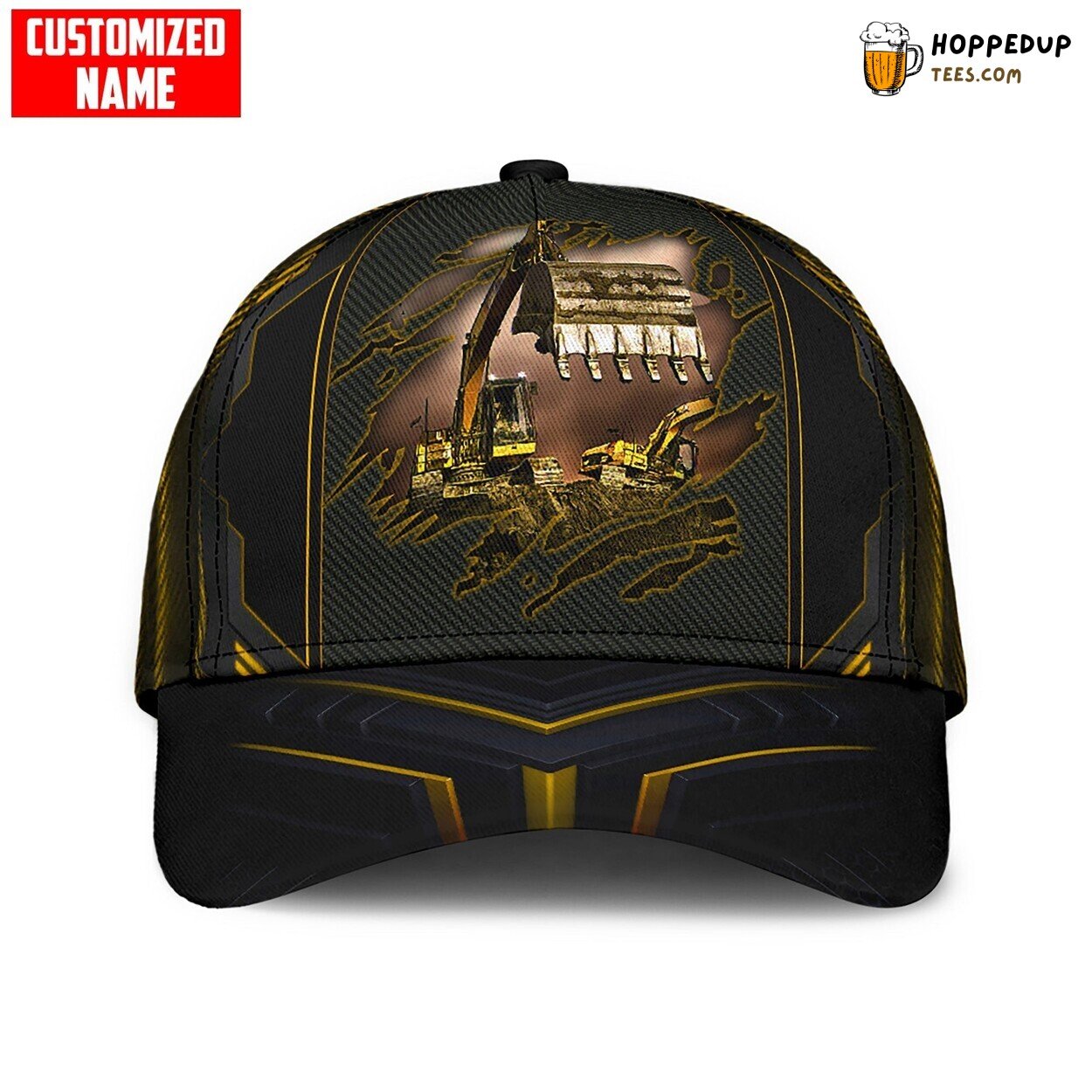 Personalized Excavator 3D Print Classic Cap Excavator Baseball Design Hat Personalized Excavator 3D Print Classic Cap Excavator Baseball Design Hat