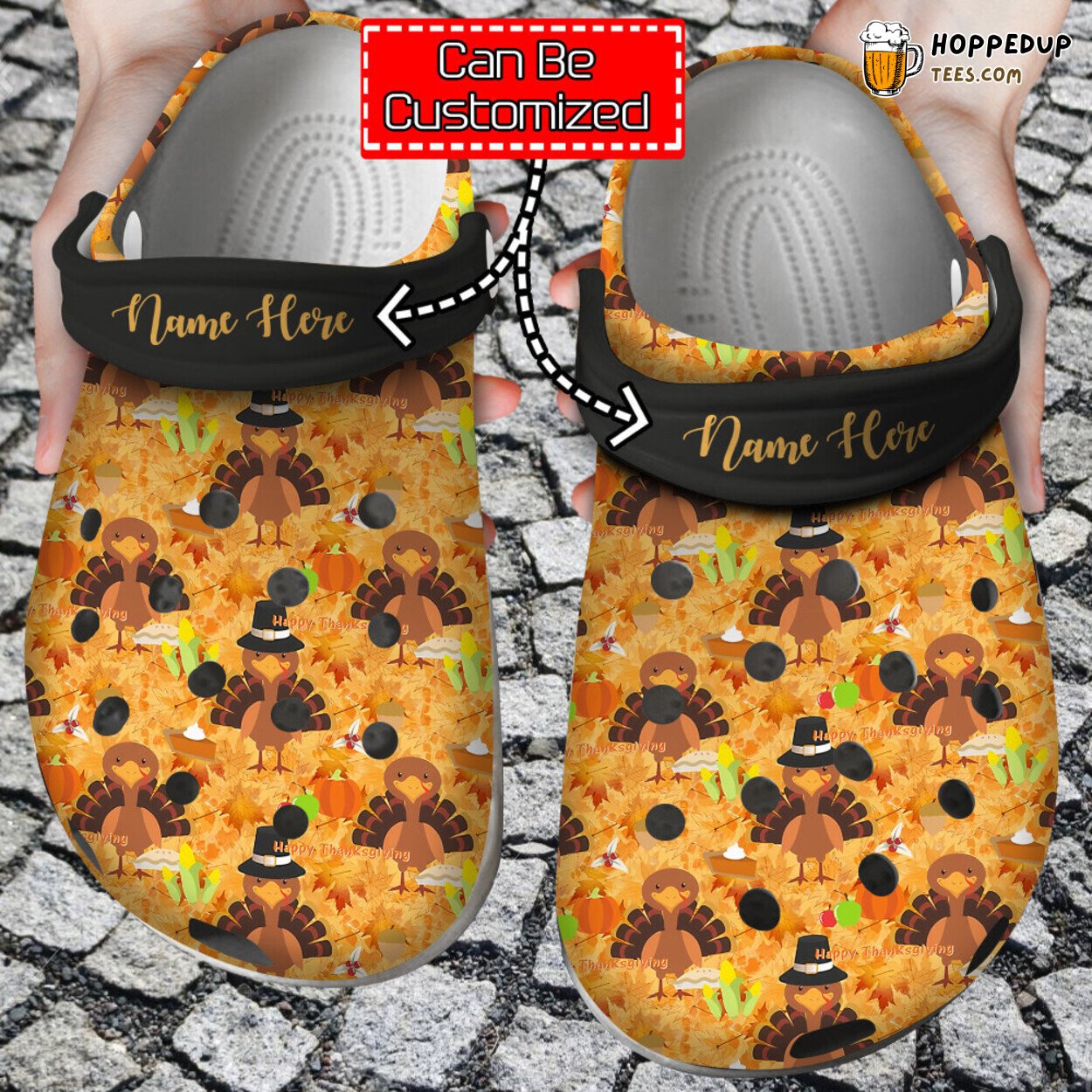 Personalized Fall Chicken Happy Thanksgiving Themed Comfortable Clogs