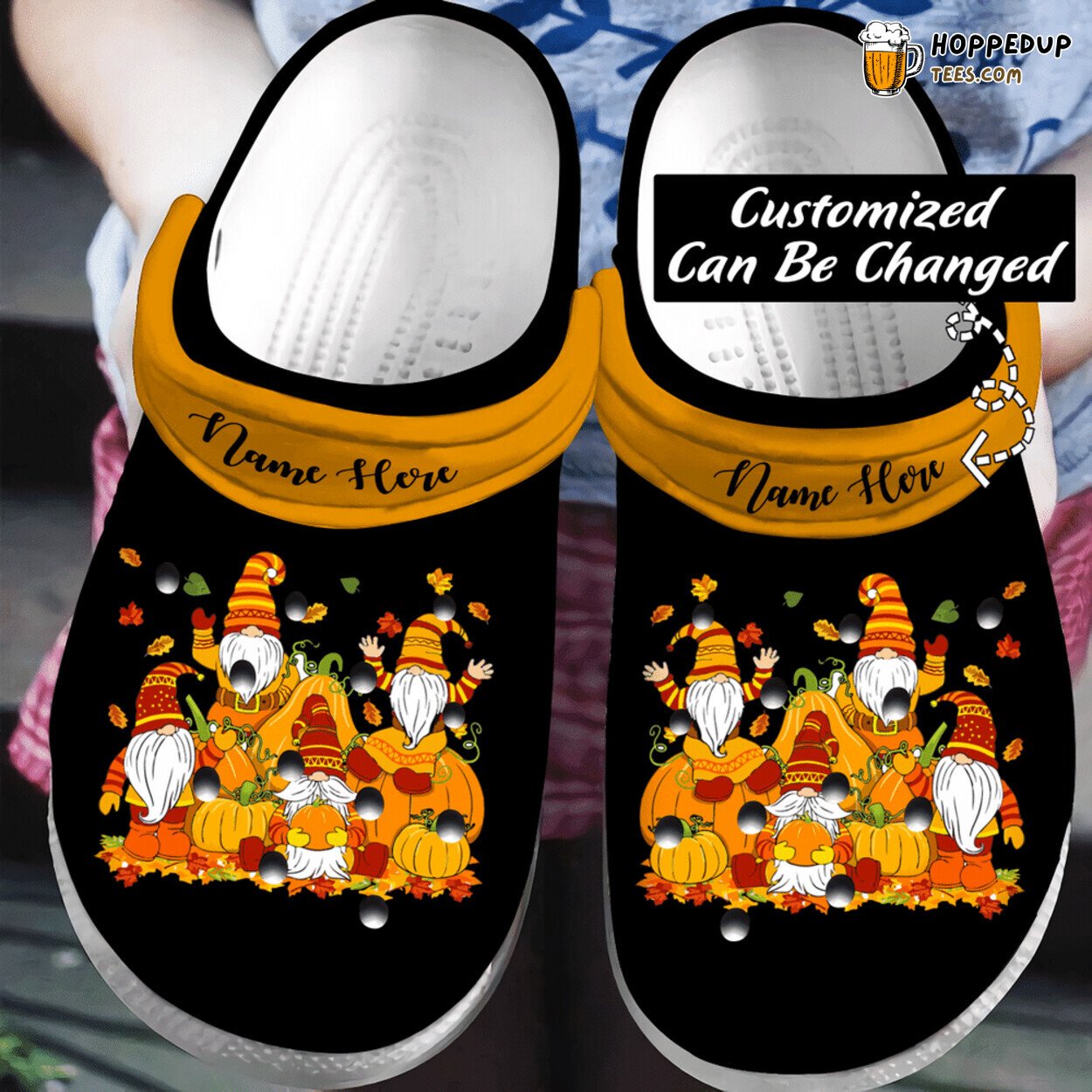 Personalized Fall Cute Pumpkin Gnomes Autumn Season Clog Shoes Design