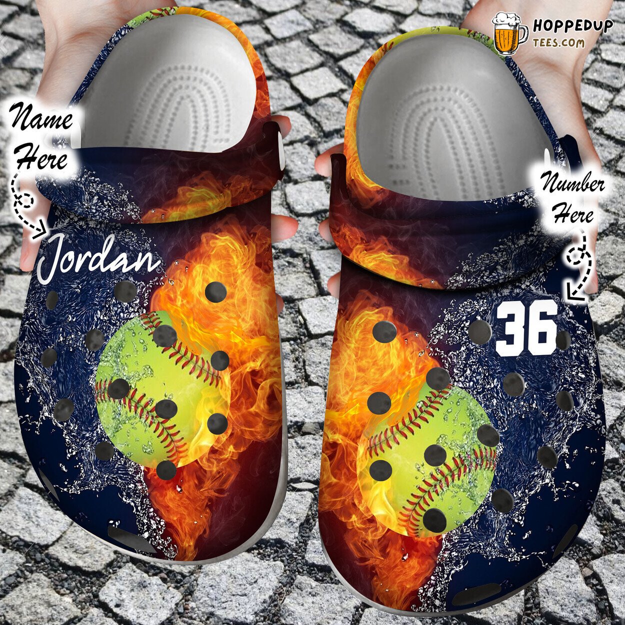 Personalized Fire Water Themed Comfortable Unique Clog Shoes