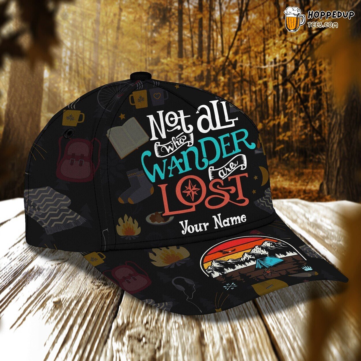 Personalized Funny Camping Baseball Cap Camper Design Accessory Hat