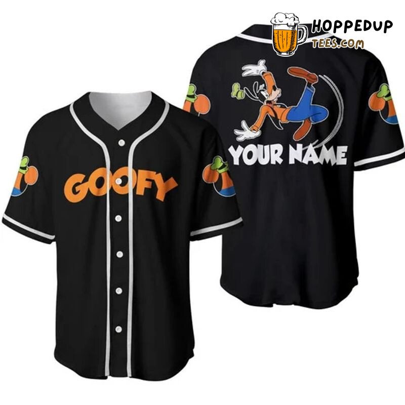 Personalized Funny Goofy Dog All Over Print Baseball Jersey Black Unisex Jersey Shirt