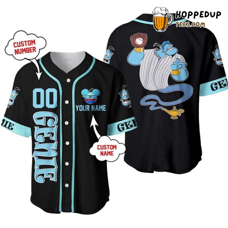 Personalized Genie Aladdin All Over Print Baseball Jersey Black Unisex Jersey Shirt